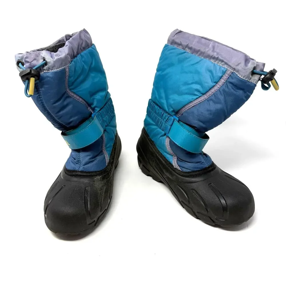 Sorel Size 3‎ Youth Snow Boots Winter Blue Black Yellow Warm Lining NY1810-319